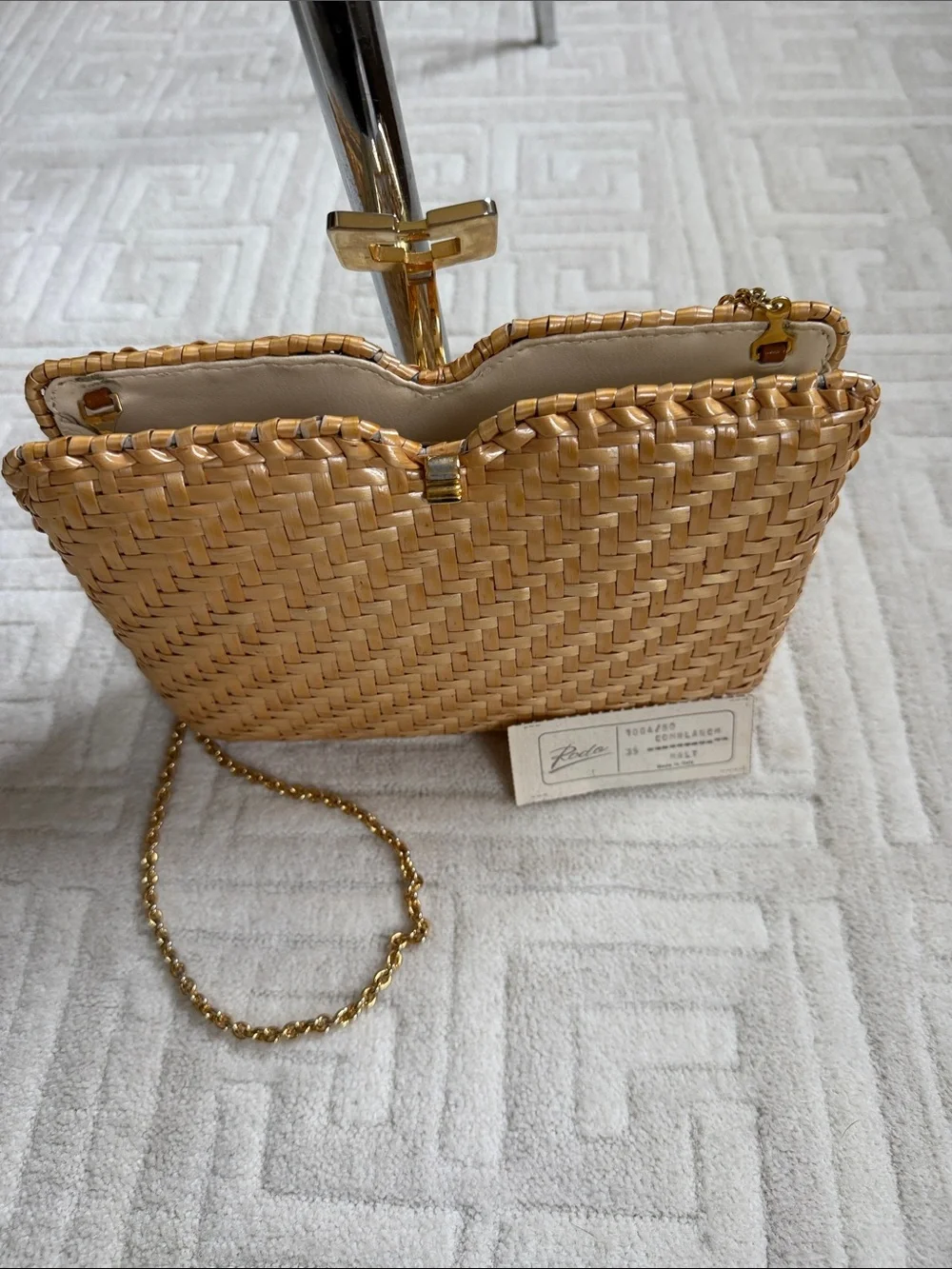 RODO Italian Woven Straw Crossbody bag OR clutch Bag - Natural Tan